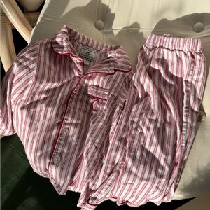 Petite plume antique red ticking kids pajamas